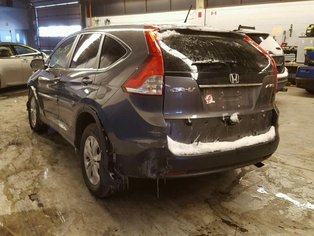 2HKRM4H58EH624707 - 2014 HONDA CR-V EX GRAY photo 3