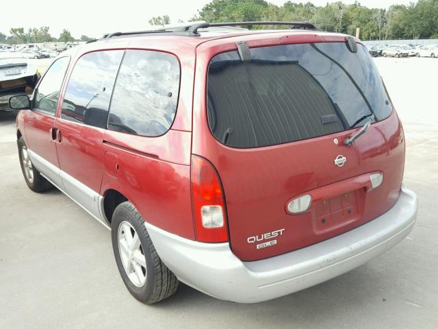 4N2ZN17T42D820072 - 2002 NISSAN QUEST GLE RED photo 3