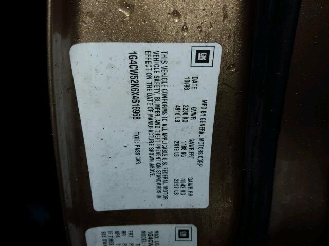 1G4CW52K6X4616968 - 1999 BUICK PARK AVENU GOLD photo 10