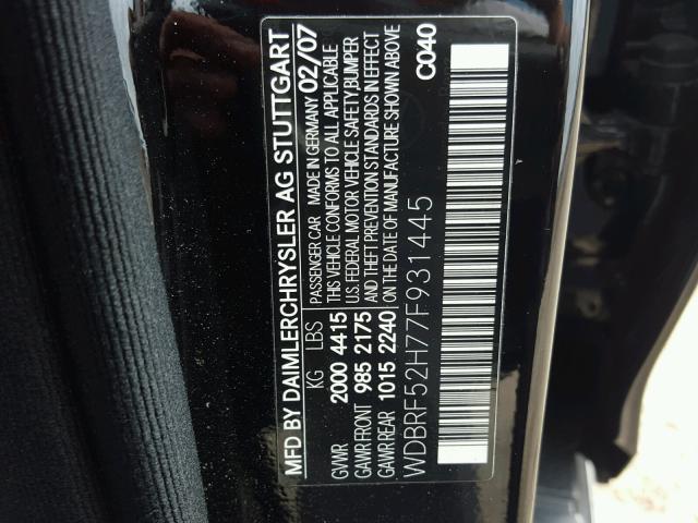 WDBRF52H77F931445 - 2007 MERCEDES-BENZ C 230 BLACK photo 10