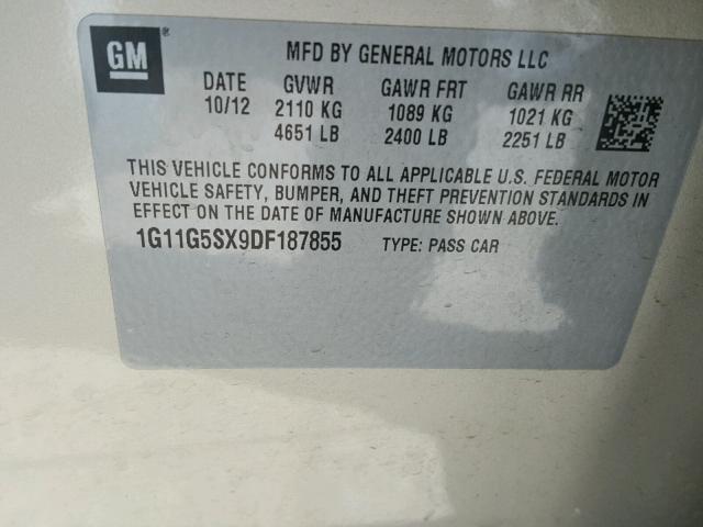 1G11G5SX9DF187855 - 2013 CHEVROLET MALIBU 3LT ოქროსფერი ფოტო 10