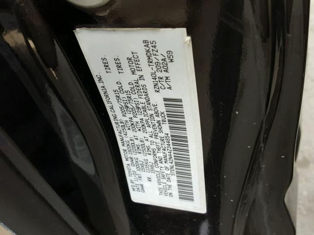 5TENL42N44Z344854 - 2004 TOYOTA TACOMA BLACK photo 10