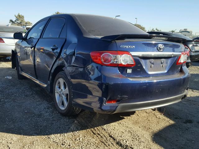 5YFBU4EE0DP096152 - 2013 TOYOTA COROLLA BA BLUE photo 3