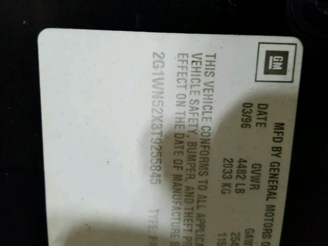 2G1WN52X3T9255845 - 1996 CHEVROLET MONTE CARL 黑色 照片 10