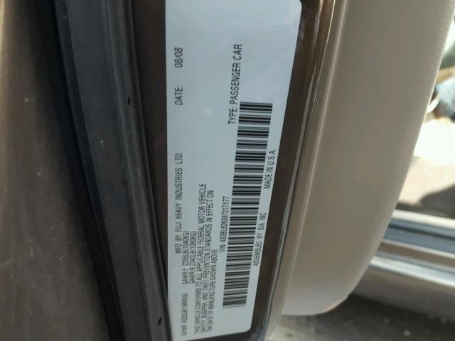 4S3BL626397217177 - 2009 SUBARU LEGACY 2.5 GRAY photo 10