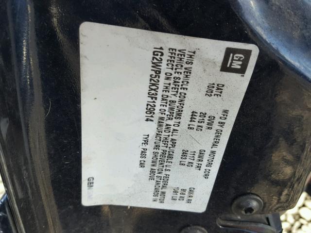 1G2WP52KX3F129614 - 2003 PONTIAC GRAND PRIX BLUE photo 10