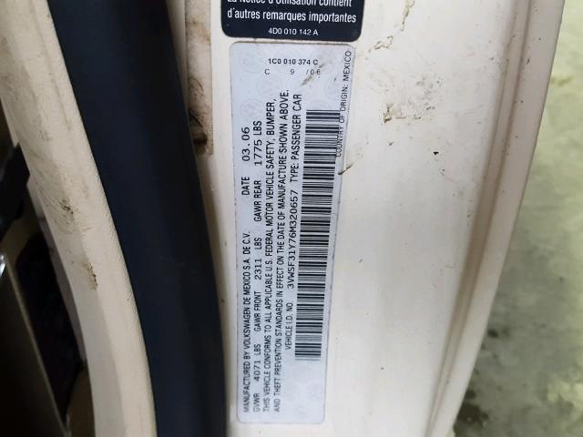 3VWSF31Y76M320657 - 2006 VOLKSWAGEN NEW BEETLE 奶油色 照片 10