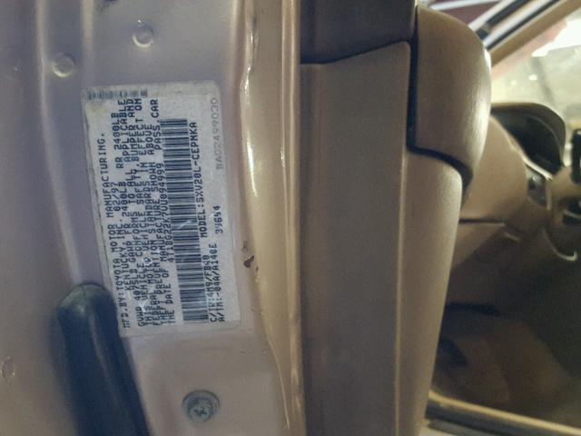 4T1BG22K7VU094999 - 1997 TOYOTA CAMRY CE GOLD photo 10