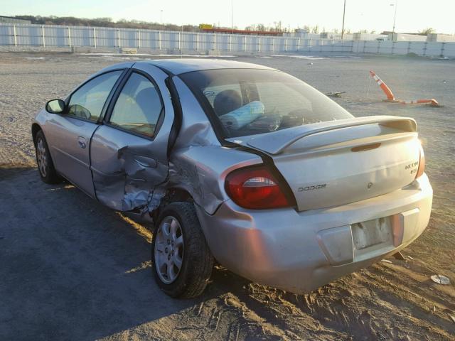 1B3ES56C25D226332 - 2005 DODGE NEON SXT SILVER photo 3