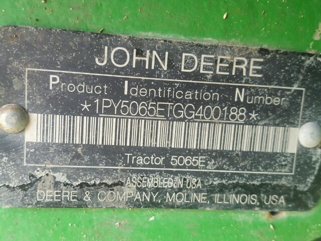 1PY5065ETGG400188 - 2016 JOHN DEERE 5065E GREEN photo 10