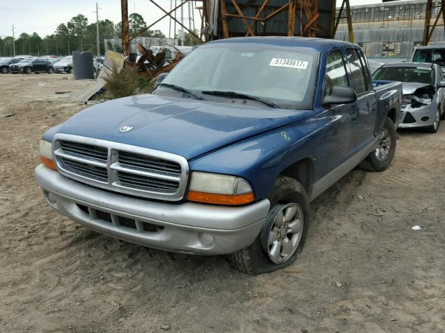 1D7HL48N44S609948 - 2004 DODGE DAKOTA QUA BLUE photo 2