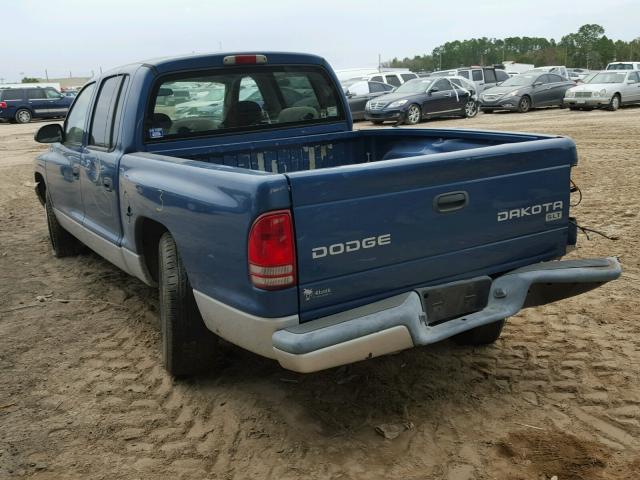 1D7HL48N44S609948 - 2004 DODGE DAKOTA QUA BLUE photo 3