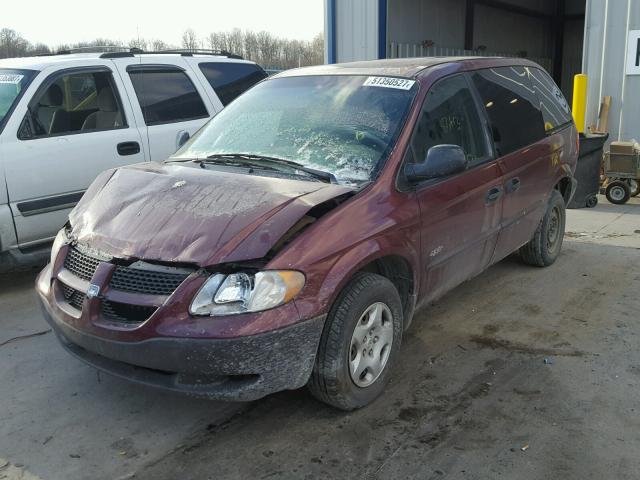 1B4GP253X2B644294 - 2002 DODGE CARAVAN SE PURPLE photo 2