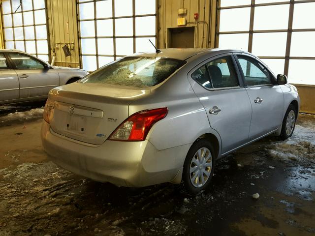 3N1CN7AP6CL853869 - 2012 NISSAN VERSA S SILVER photo 4