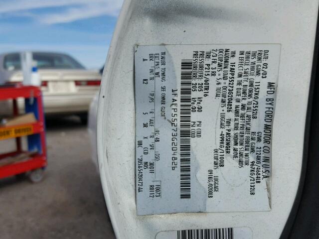 1FAFP55273G204826 - 2003 FORD TAURUS SES WHITE photo 10