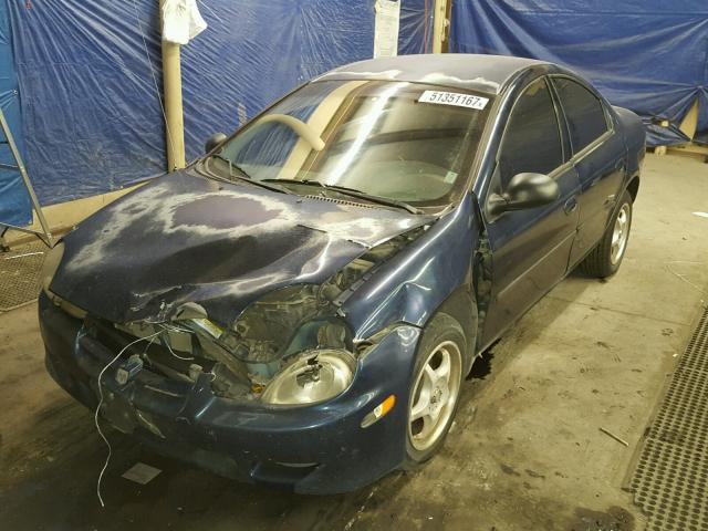 1B3ES46C42D596381 - 2002 DODGE NEON SE BLUE photo 2