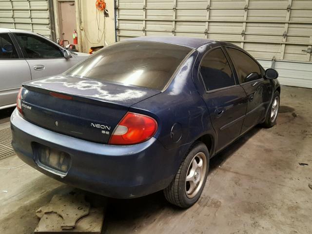 1B3ES46C42D596381 - 2002 DODGE NEON SE BLUE photo 4