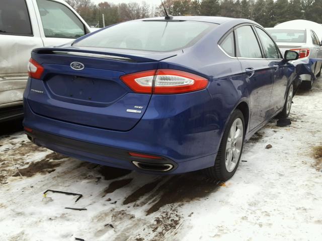 3FA6P0T99GR250806 - 2016 FORD FUSION SE BLUE photo 4