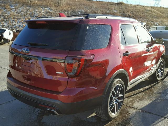 1FM5K8GT3GGC40638 - 2016 FORD EXPLORER S RED photo 4