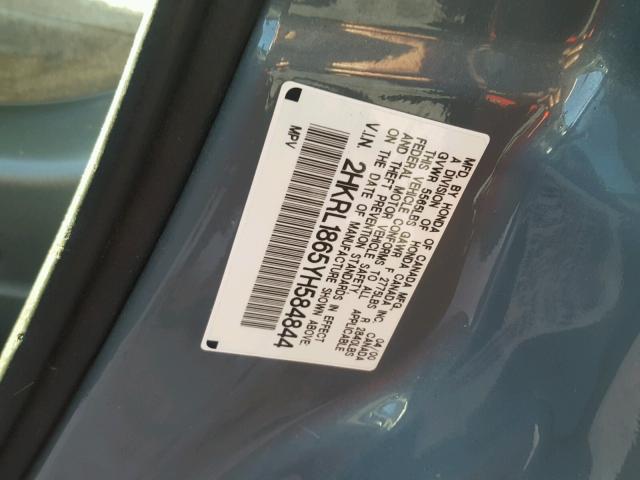 2HKRL1865YH584844 - 2000 HONDA ODYSSEY EX GRAY photo 10