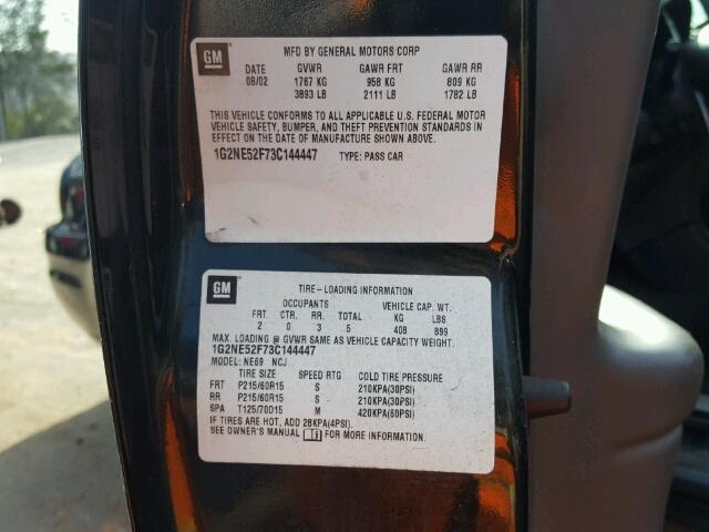 1G2NE52F73C144447 - 2003 PONTIAC GRAND AM S GREEN photo 10