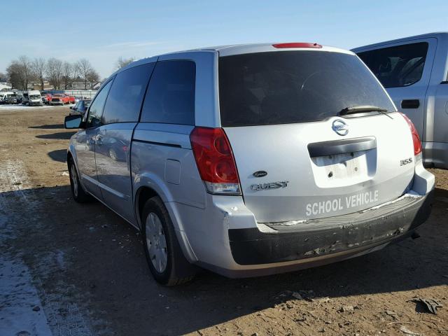 5N1BV28U24N325976 - 2004 NISSAN QUEST S SILVER photo 3