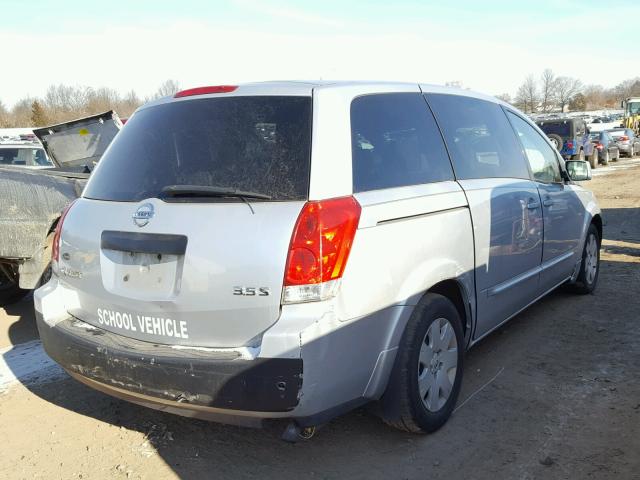 5N1BV28U24N325976 - 2004 NISSAN QUEST S SILVER photo 4