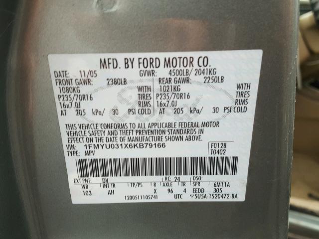 1FMYU031X6KB79166 - 2006 FORD ESCAPE XLT GREEN photo 10