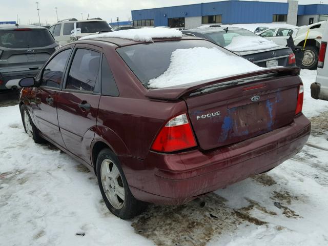 1FAHP34N77W347098 - 2007 FORD FOCUS ZX4 MAROON photo 3