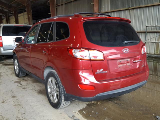 5XYZK3AB9CG160041 - 2012 HYUNDAI SANTA FE L RED photo 3