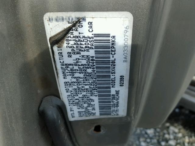 4T1BG22K2XU449404 - 1999 TOYOTA CAMRY CE BROWN photo 10