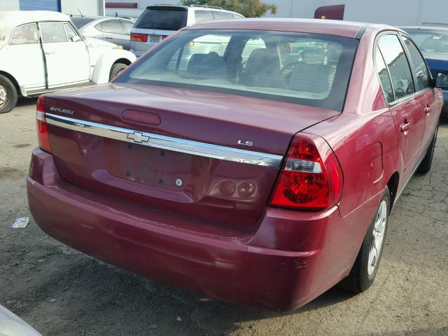 1G1ZS58F17F249754 - 2007 CHEVROLET MALIBU LS BURGUNDY photo 4