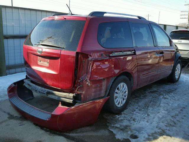 KNDMG4C74C6415529 - 2012 KIA SEDONA LX RED photo 4