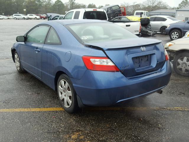 2HGFG12647H567607 - 2007 HONDA CIVIC LX BLUE photo 3