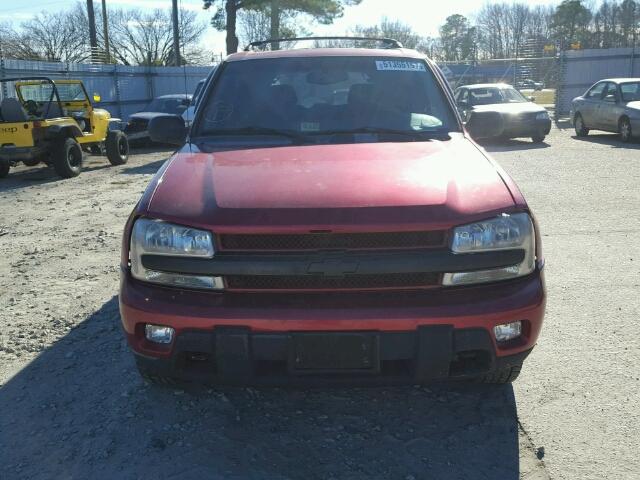 1GNDT13SX22212866 - 2002 CHEVROLET TRAILBLAZE MAROON photo 9