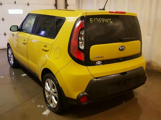 KNDJP3A52E7022186 - 2014 KIA SOUL + YELLOW photo 3