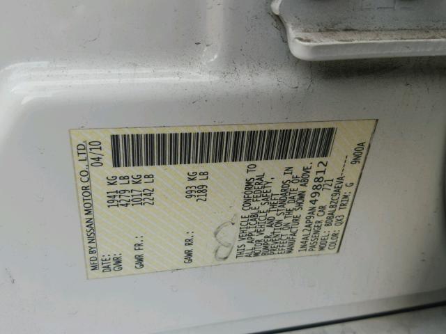 1N4AL2AP9AN498812 - 2010 NISSAN ALTIMA BAS SILVER photo 10