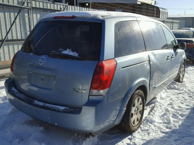 5N1BV28U64N303902 - 2004 NISSAN QUEST S BLUE photo 4