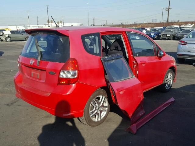 JHMGD37667S000032 - 2007 HONDA FIT S RED photo 4