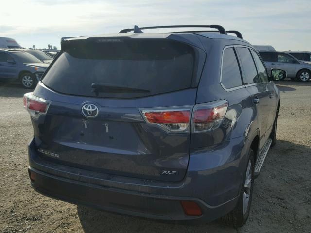 5TDKKRFH5FS050998 - 2015 TOYOTA HIGHLANDER BLUE photo 4