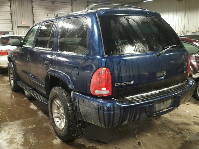 1B4HS28N11F632901 - 2001 DODGE DURANGO BLUE photo 3