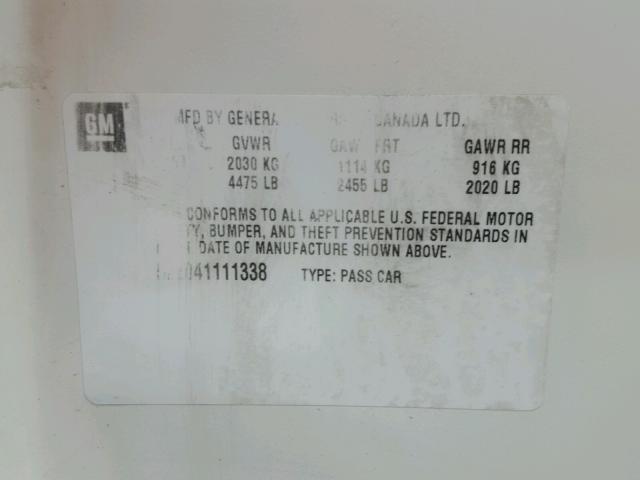 2G2WS522041111338 - 2004 PONTIAC GRAND PRIX 白色 照片 10