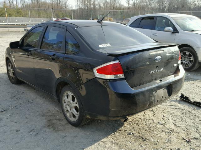 1FAHP35N78W127184 - 2008 FORD FOCUS SE BLACK photo 3