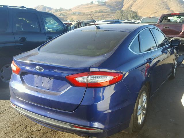 3FA6P0HRXDR120179 - 2013 FORD FUSION SE BLUE photo 4