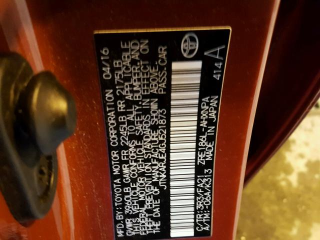 JTNKARJE4GJ521873 - 2016 TOYOTA SCION IM RED photo 10