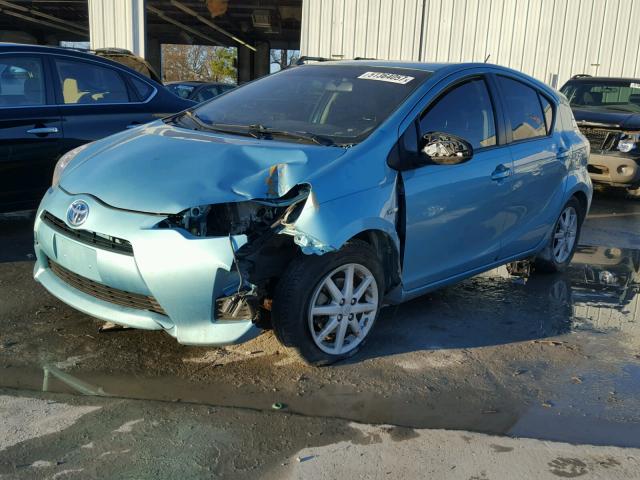 JTDKDTB34E1062718 - 2014 TOYOTA PRIUS C TEAL photo 2