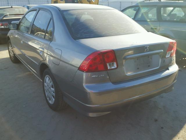 2HGES16595H631293 - 2005 HONDA CIVIC LX GRAY photo 3