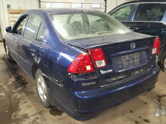 JHMES96615S023796 - 2005 HONDA CIVIC HYBR BLUE photo 3