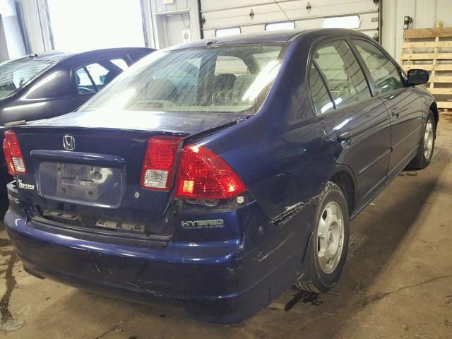 JHMES96615S023796 - 2005 HONDA CIVIC HYBR BLUE photo 4