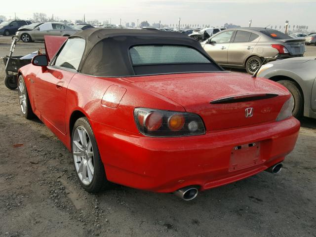 JHMAP21444S000914 - 2004 HONDA S2000 RED photo 3